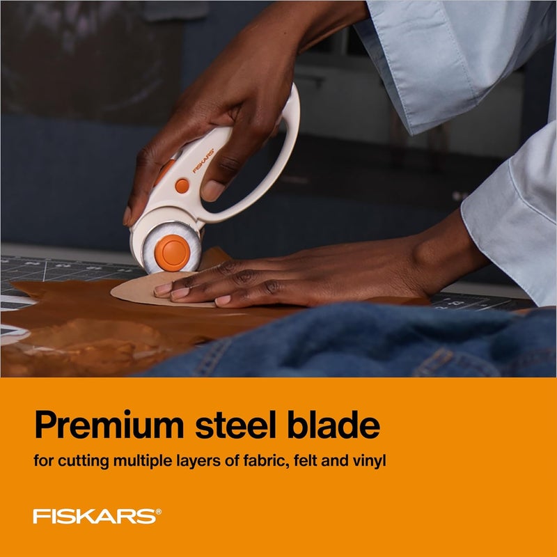 Fiskars 45mm Rotary Cutter for Fabric with Ergonomic Loop Grip, Premium Steel Rotary Fabric Cutter Blade for Precise Cuts, Arts and Crafts, Sewing Supplies and Quilting Tools - Image 2